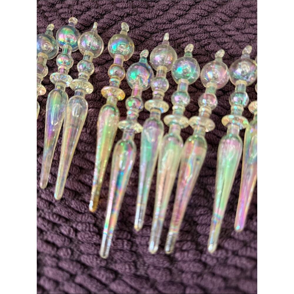 Vintage Silvestri 17 Piece Iridescent Acrylic Icicle Holiday Christmas Ornaments - Picture 3 of 4